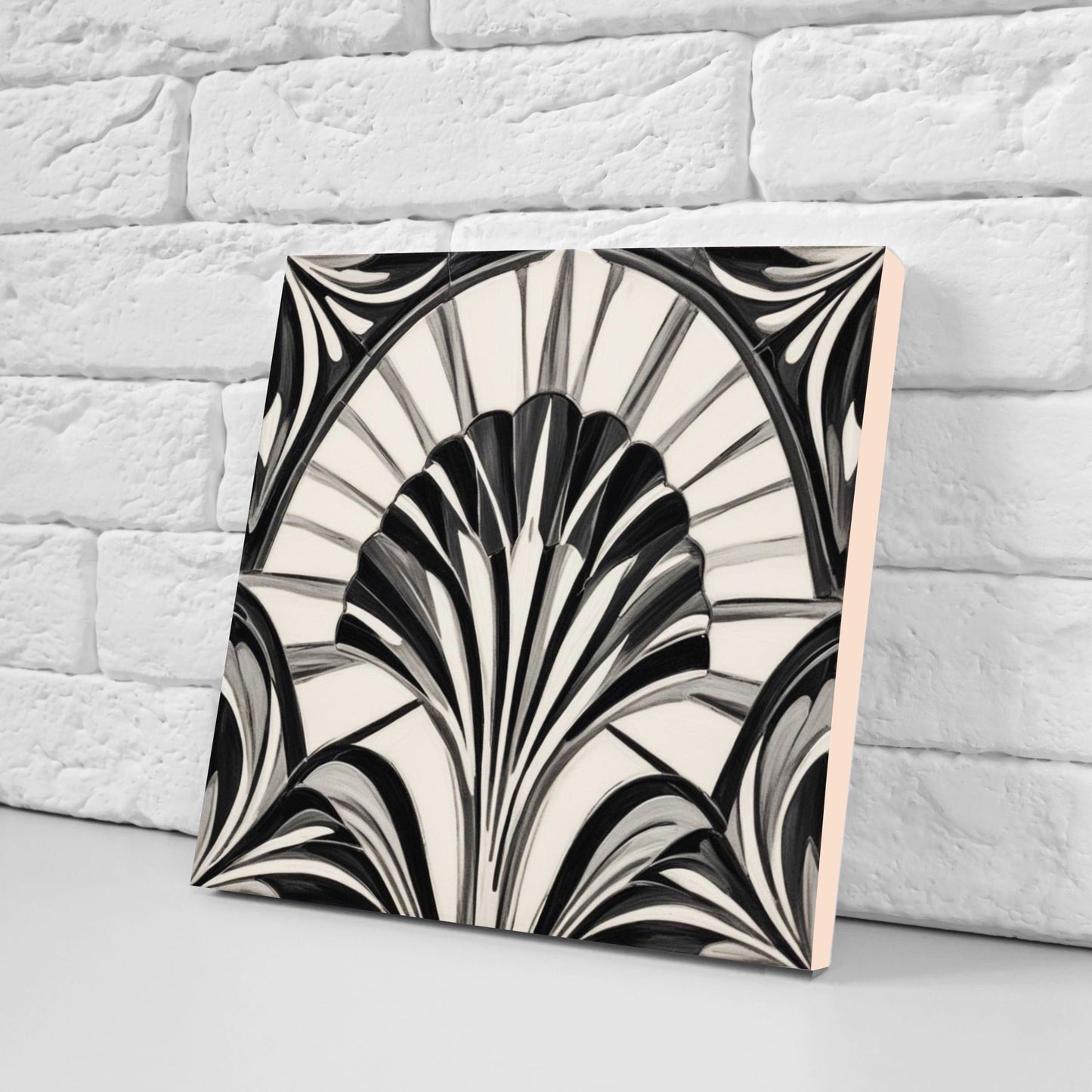 Art Deco Ceramic tiles - Set of 2 Art Deco Wall Decor Geometric Tiles - Kitchen Backsplash Tiles, Table Decorative Tiles, Bathroom Tiles