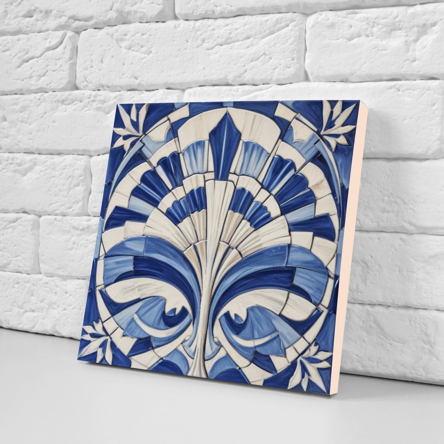 Art Deco Ceramic tiles - Set of 2 Art Deco Wall Decor Geometric Tiles - Kitchen Backsplash Tiles, Table Decorative Tiles, Bathroom Tiles
