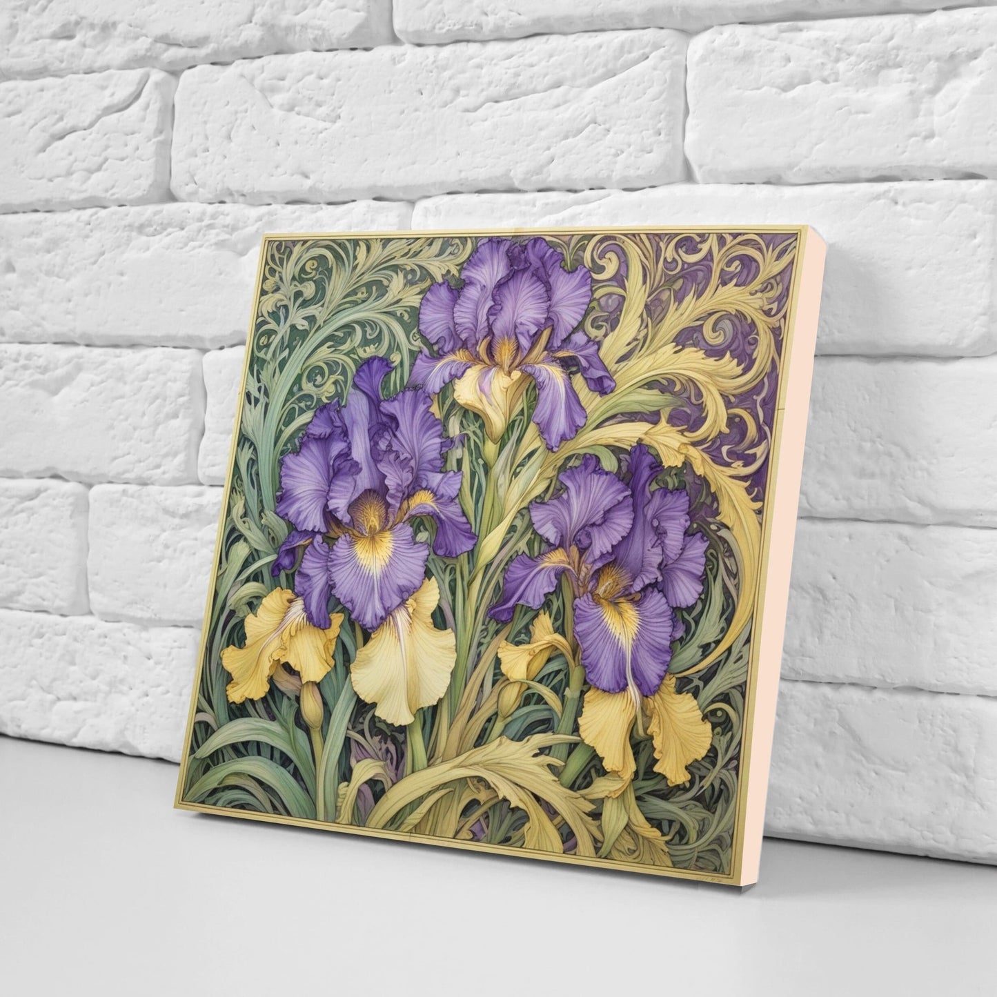 Art Nouveau Flower Ceramic Tiles - Set of 2 Art Nouveau Wall Decor Tiles - Kitchen Backsplash Tiles, Table Decorative Tiles, Bathroom Tiles