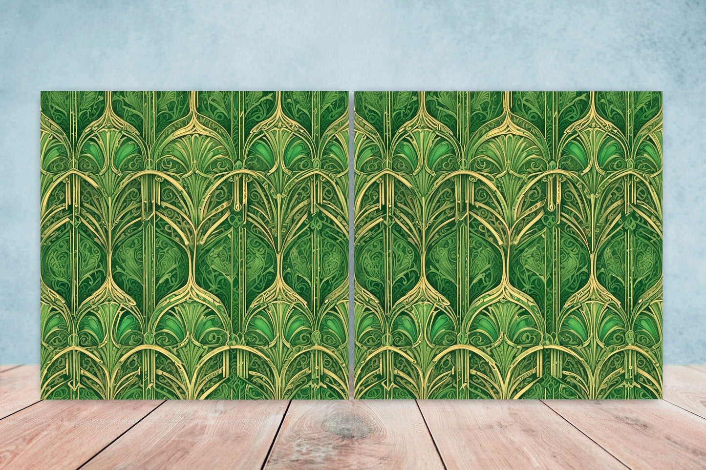 Art Deco Ceramic tiles - Set of 2 Art Deco Wall Decor Geometric Tiles - Kitchen Backsplash Tiles, Table Decorative Tiles, Bathroom Tiles
