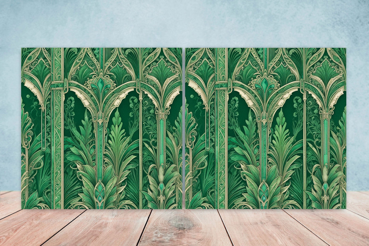 Art Deco Ceramic tiles - Set of 2 Art Deco Wall Decor Geometric Tiles - Kitchen Backsplash Tiles, Table Decorative Tiles, Bathroom Tiles