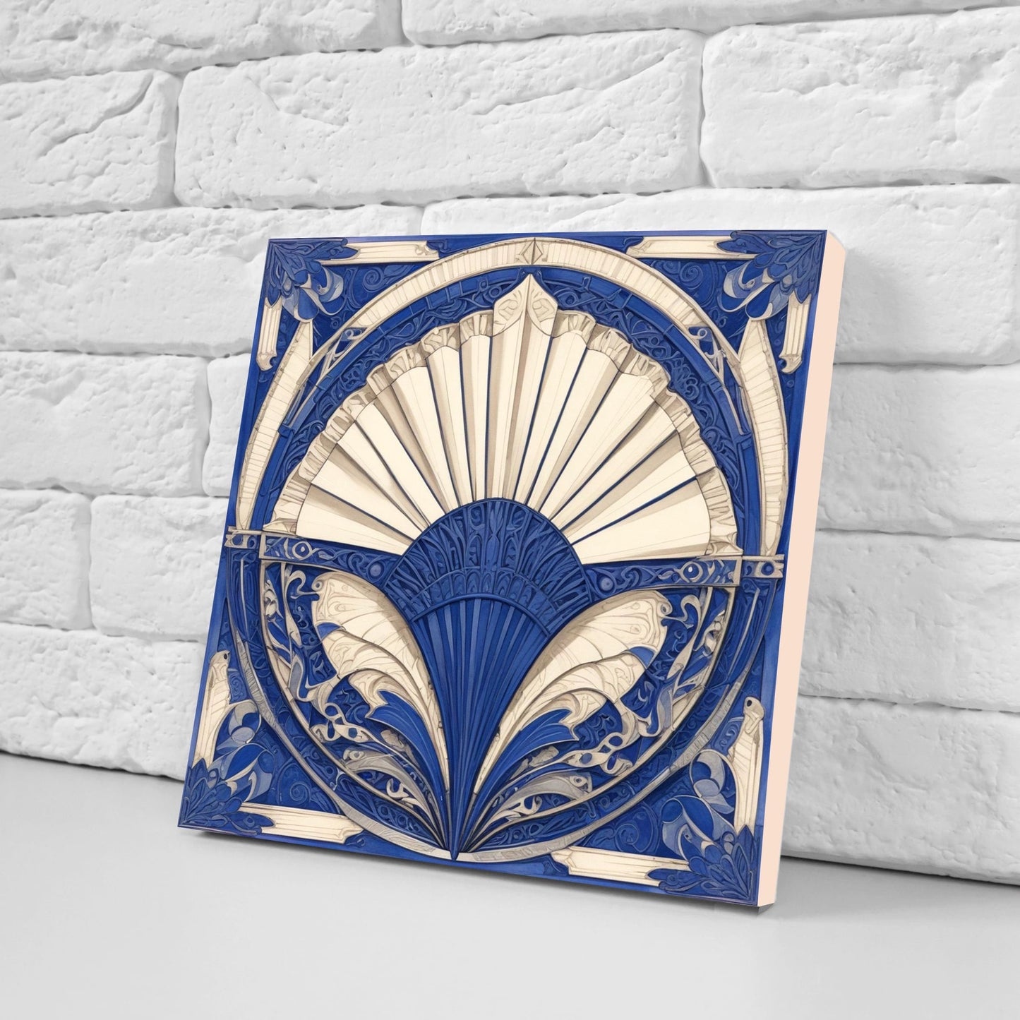Art Deco Ceramic tiles - Set of 2 Art Deco Wall Decor Geometric Tiles - Kitchen Backsplash Tiles, Table Decorative Tiles, Bathroom Tiles