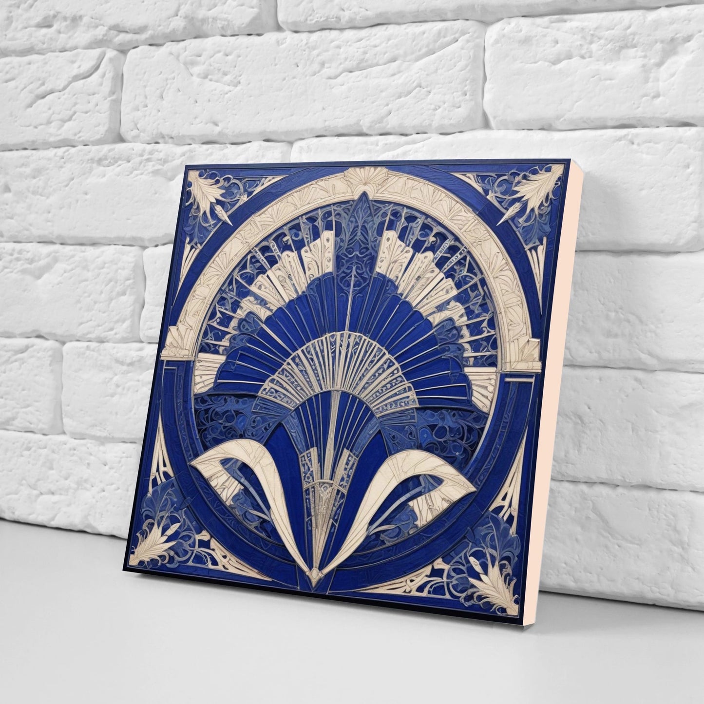 Art Deco Ceramic tiles - Set of 2 Art Deco Wall Decor Geometric Tiles - Kitchen Backsplash Tiles, Table Decorative Tiles, Bathroom Tiles
