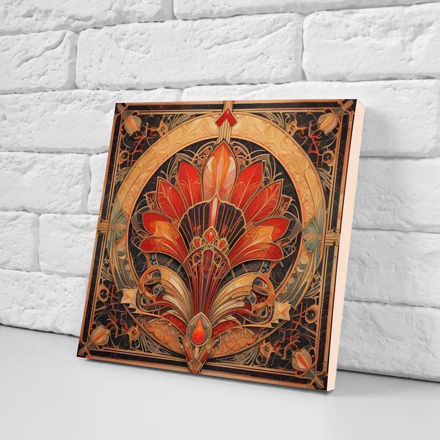Art Deco Ceramic tiles - Set of 2 Art Deco Wall Decor Geometric Tiles - Kitchen Backsplash Tiles, Table Decorative Tiles, Bathroom Tiles