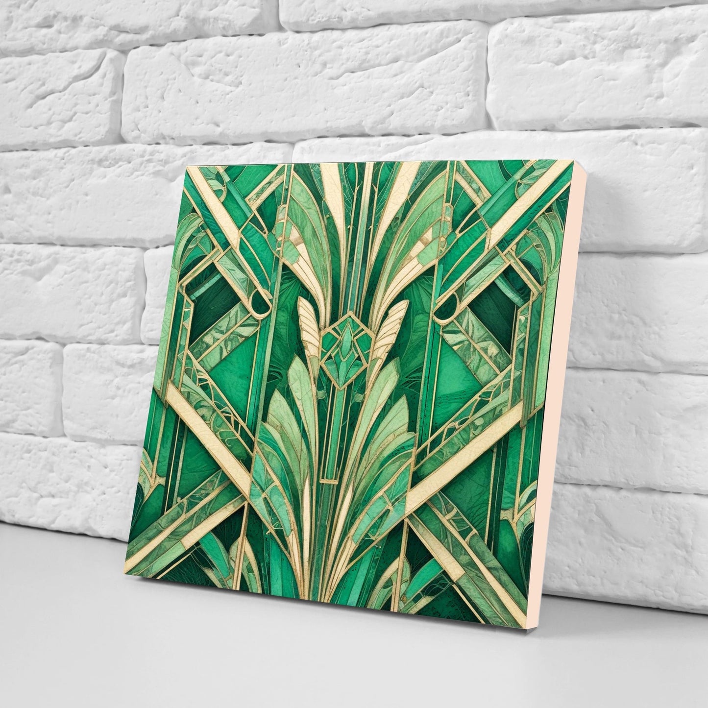 Art Deco Ceramic tiles - Set of 2 Art Deco Wall Decor Geometric Tiles - Kitchen Backsplash Tiles, Table Decorative Tiles, Bathroom Tiles