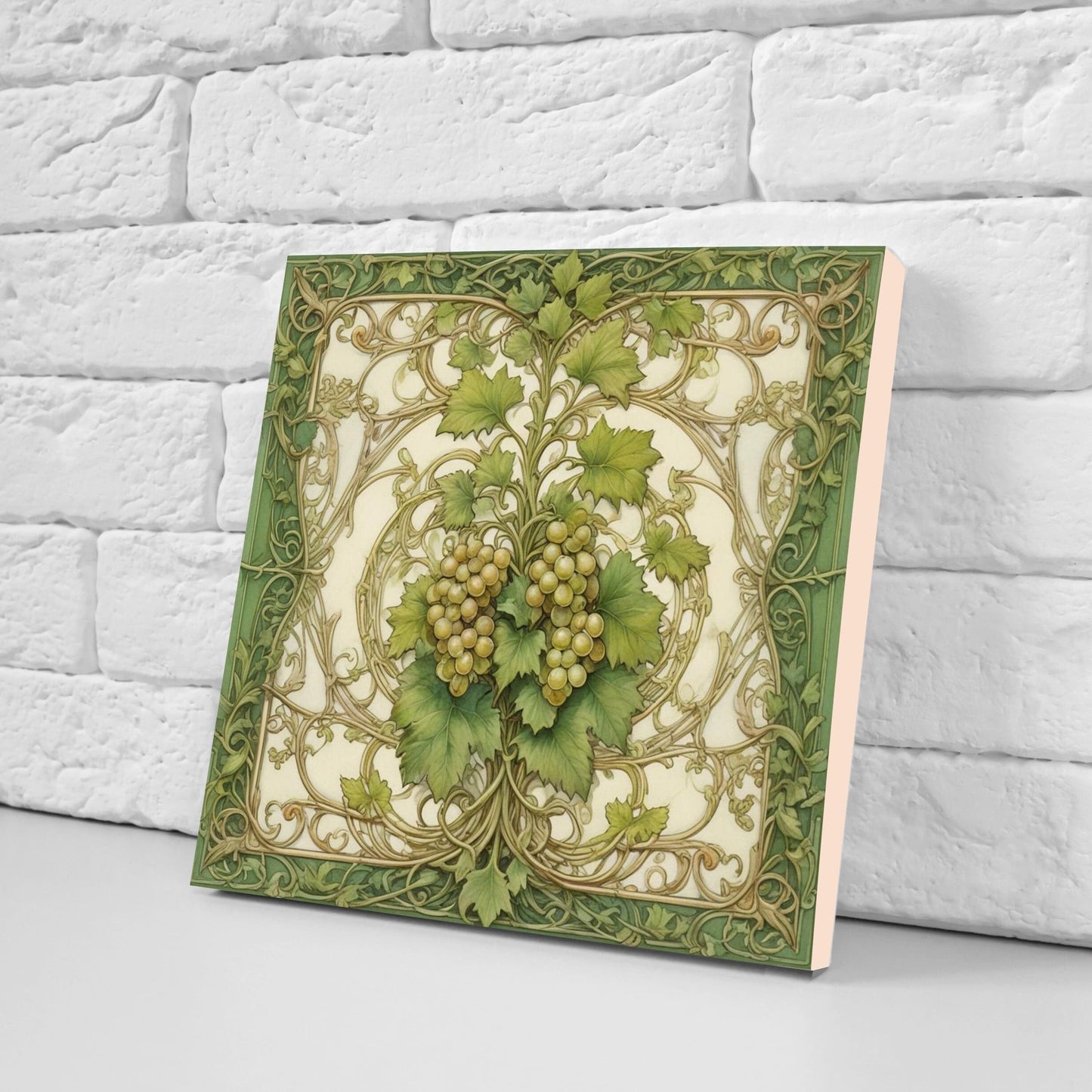Art Nouveau Fruit Ceramic Tiles - Set of 2 Art Nouveau Wall Decor Tiles - Kitchen Backsplash Tiles, Table Decorative Tiles, Bathroom Tiles
