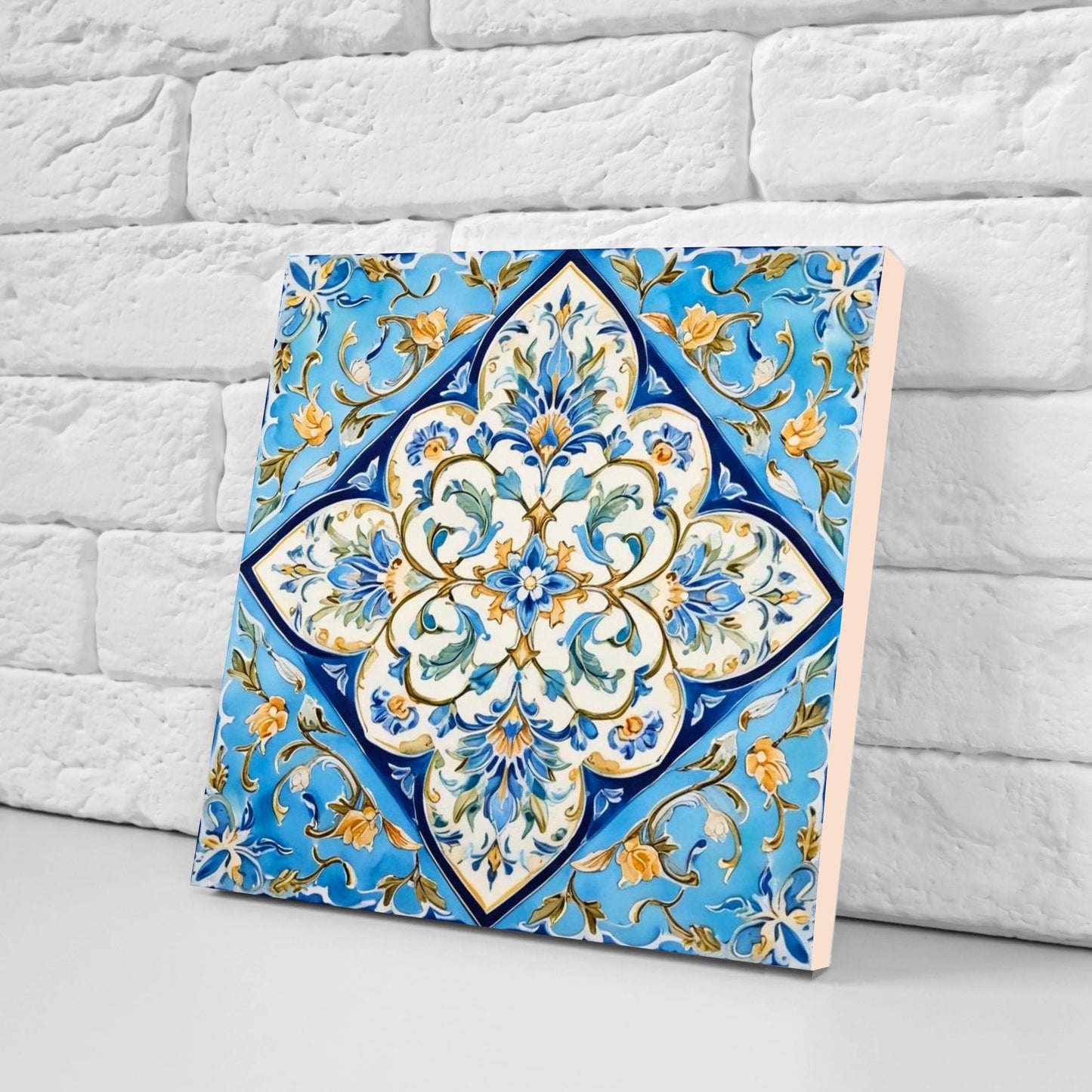 Art Nouveau Flower Ceramic tiles - Set of 2 Art Nouveau Wall Decor Tiles - Kitchen Backsplash Tiles, Table Decorative Tiles, Bathroom Tiles