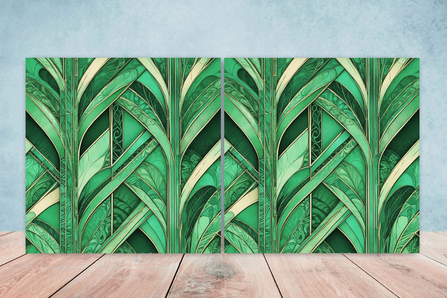 Art Deco Ceramic tiles - Set of 2 Art Deco Wall Decor Geometric Tiles - Kitchen Backsplash Tiles, Table Decorative Tiles, Bathroom Tiles