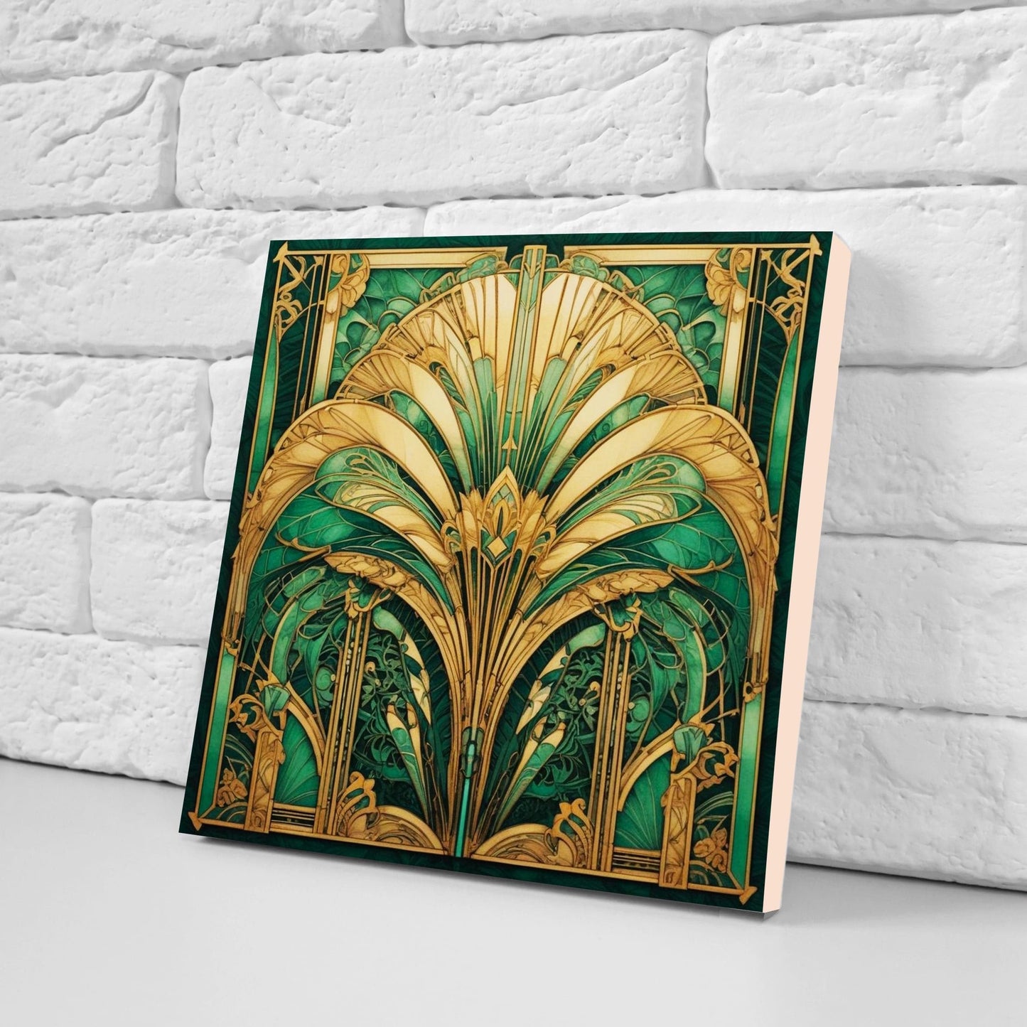 Art Deco Ceramic tiles - Set of 2 Art Deco Wall Decor Geometric Tiles - Kitchen Backsplash Tiles, Table Decorative Tiles, Bathroom Tiles