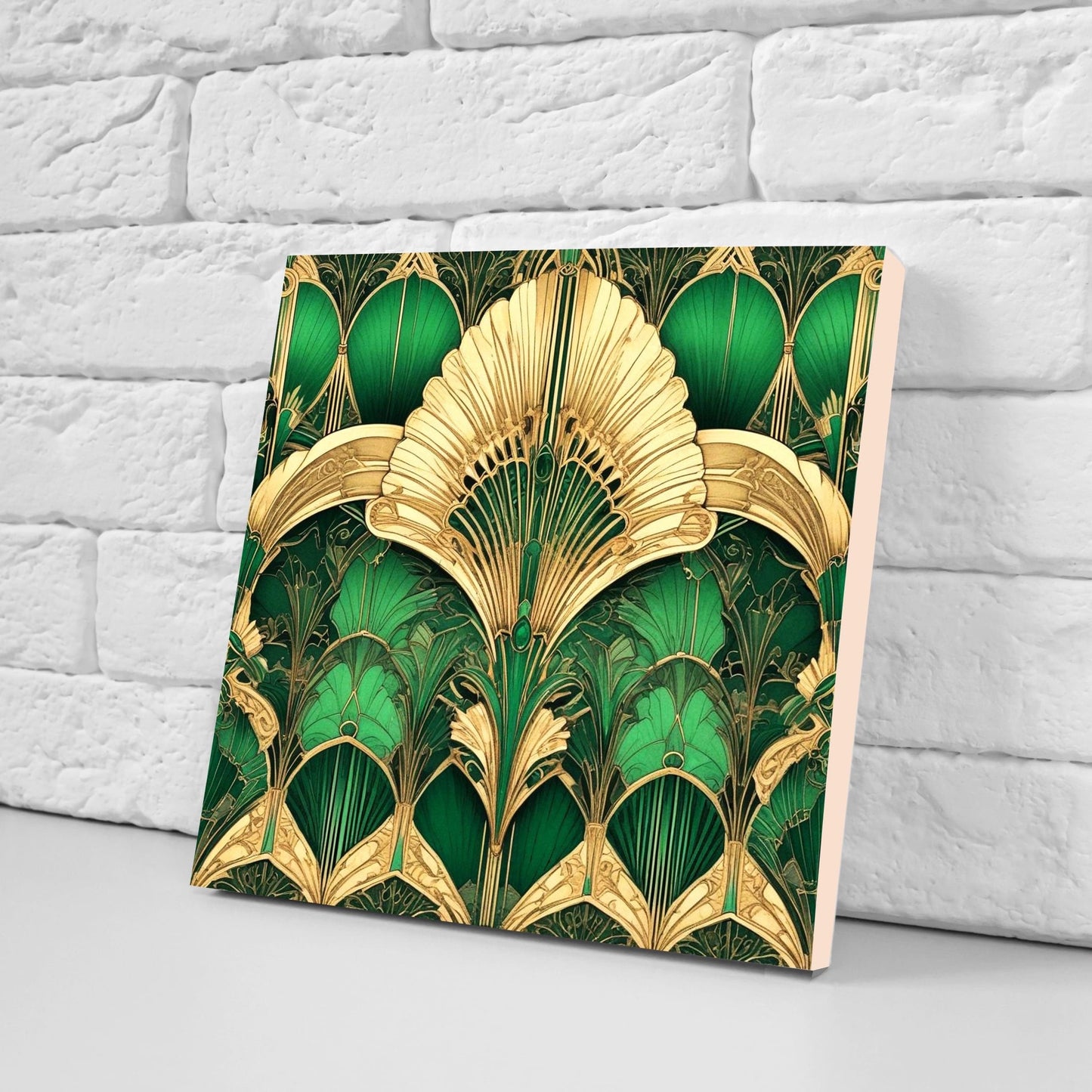 Art Deco Ceramic tiles - Set of 2 Art Deco Wall Decor Geometric Tiles - Kitchen Backsplash Tiles, Table Decorative Tiles, Bathroom Tiles