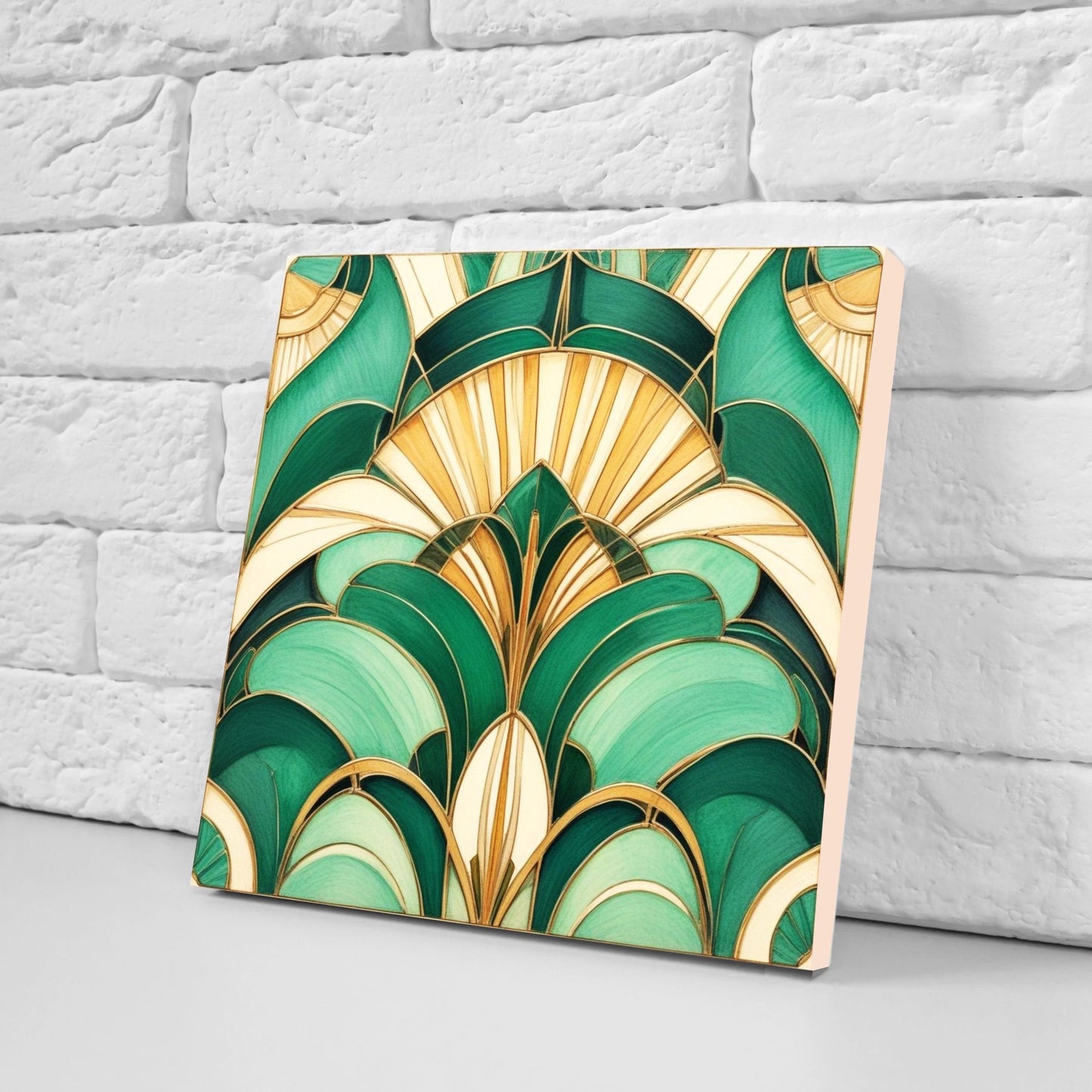 Art Deco Ceramic tiles - Set of 2 Art Deco Wall Decor Geometric Tiles - Kitchen Backsplash Tiles, Table Decorative Tiles, Bathroom Tiles
