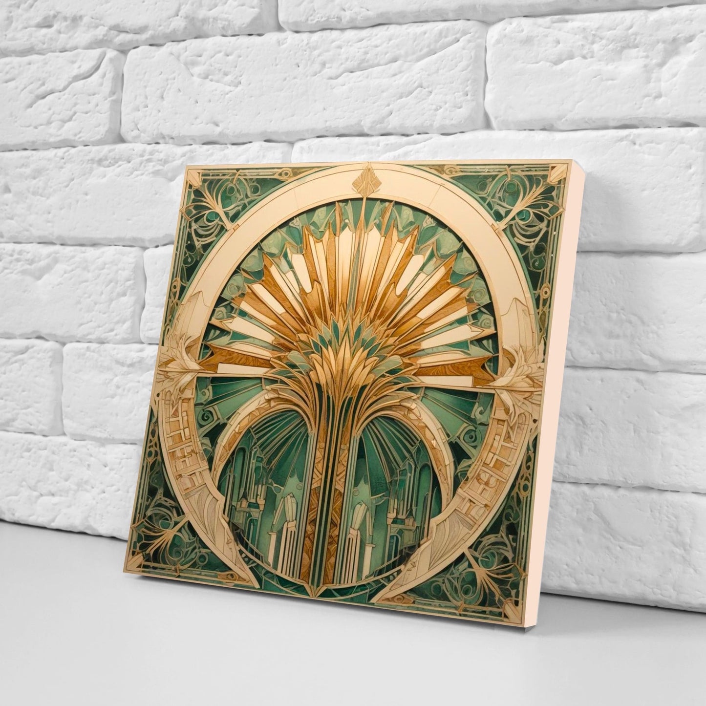 Art Deco Ceramic tiles - Set of 2 Art Deco Wall Decor Geometric Tiles - Kitchen Backsplash Tiles, Table Decorative Tiles, Bathroom Tiles