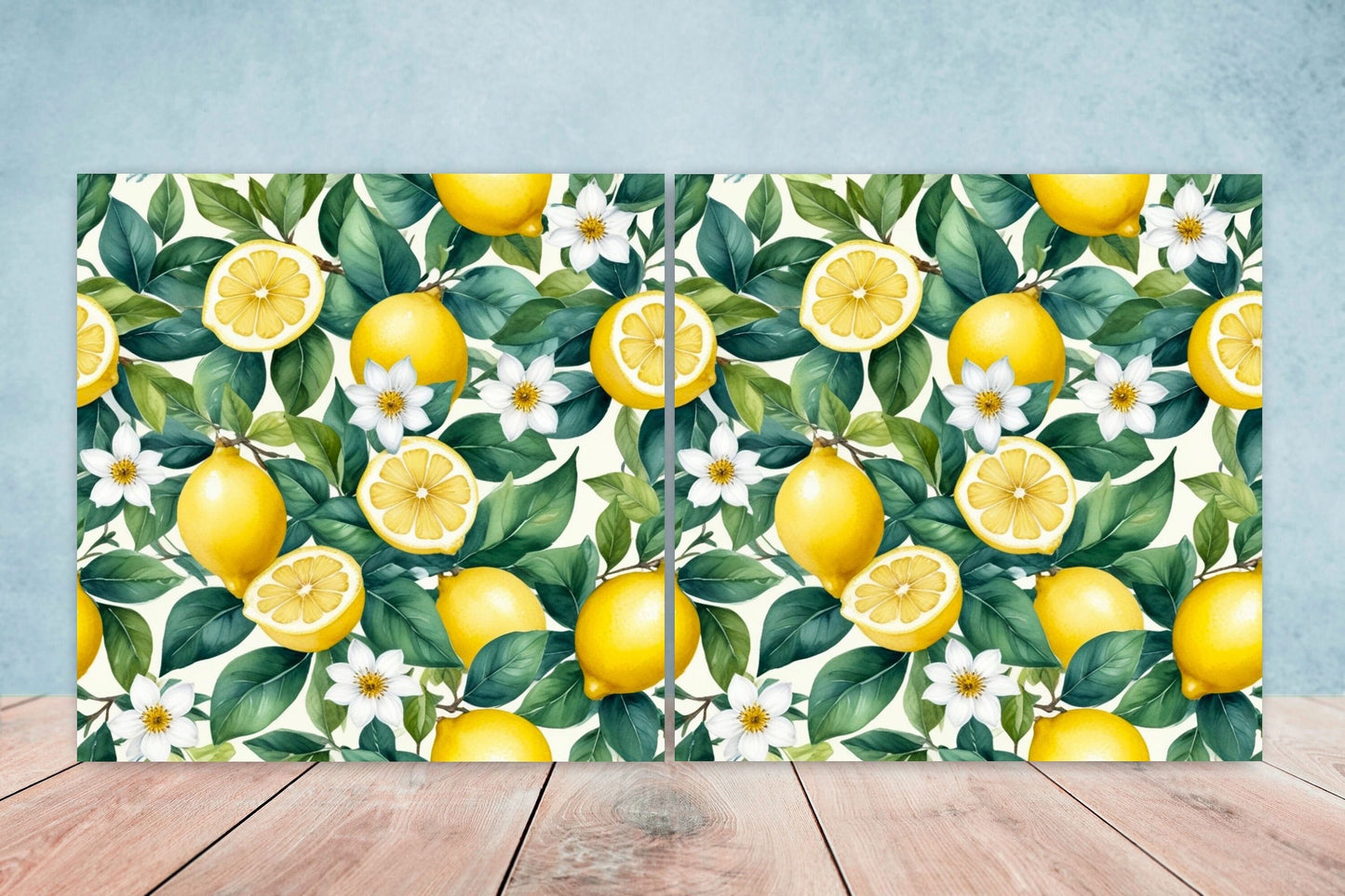 Italian Majolica Lemon Tiles - Set of 2 Italian Wall Decor Tiles - Kitchen Backsplash Tiles, Table Decorative Tiles, Bathroom Tiles, Coaster