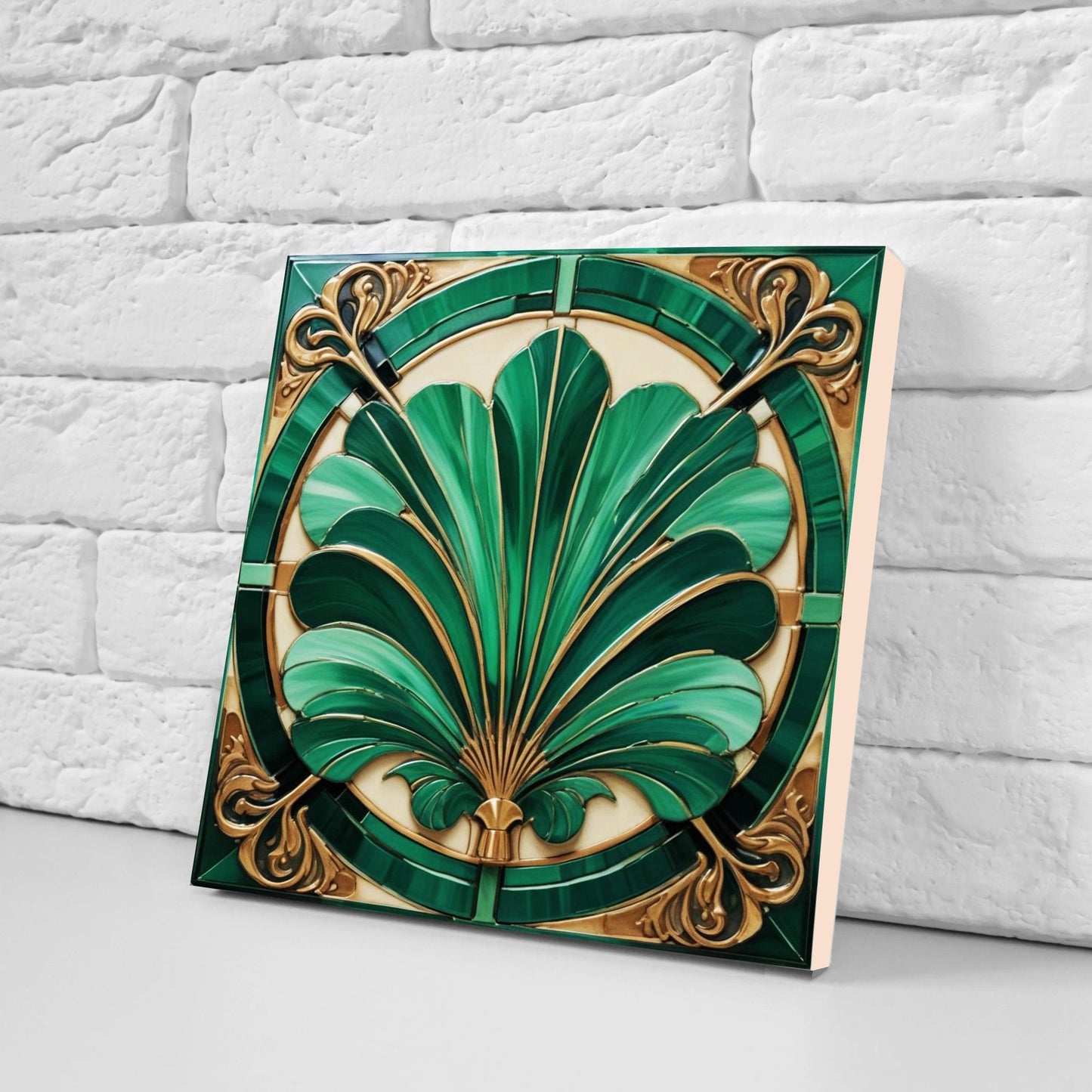Art Deco Ceramic tiles - Set of 2 Art Deco Wall Decor Geometric Tiles - Kitchen Backsplash Tiles, Table Decorative Tiles, Bathroom Tiles