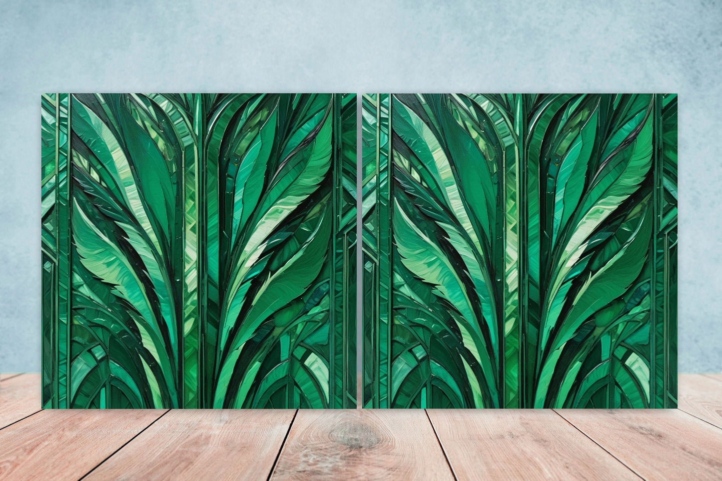 Art Deco Ceramic tiles - Set of 2 Art Deco Wall Decor Geometric Tiles - Kitchen Backsplash Tiles, Table Decorative Tiles, Bathroom Tiles