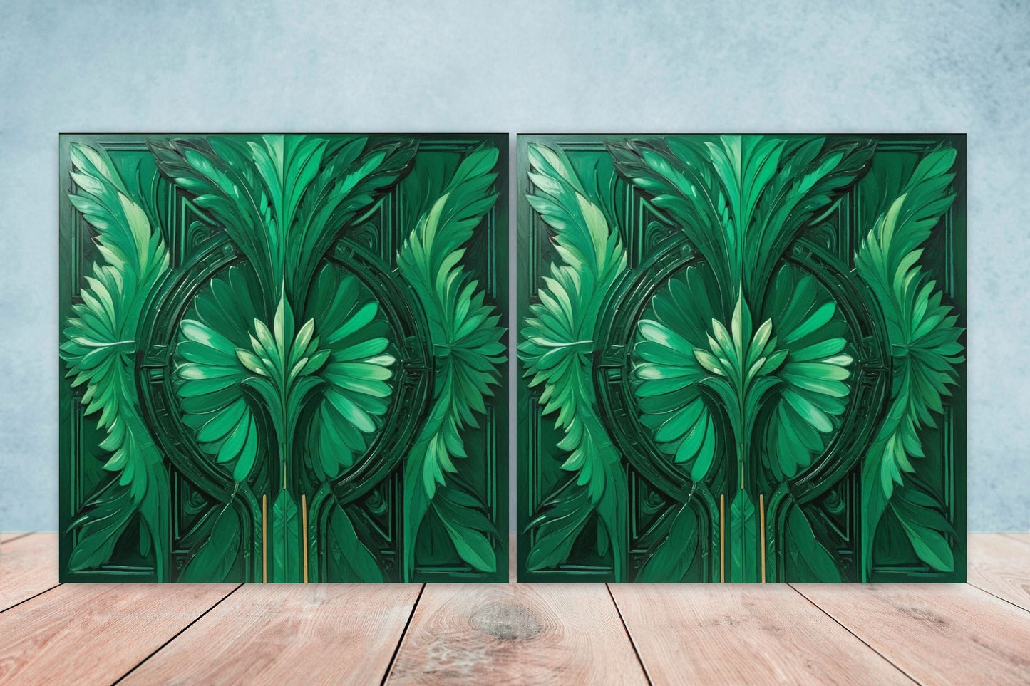Art Deco Ceramic tiles - Set of 2 Art Deco Wall Decor Geometric Tiles - Kitchen Backsplash Tiles, Table Decorative Tiles, Bathroom Tiles