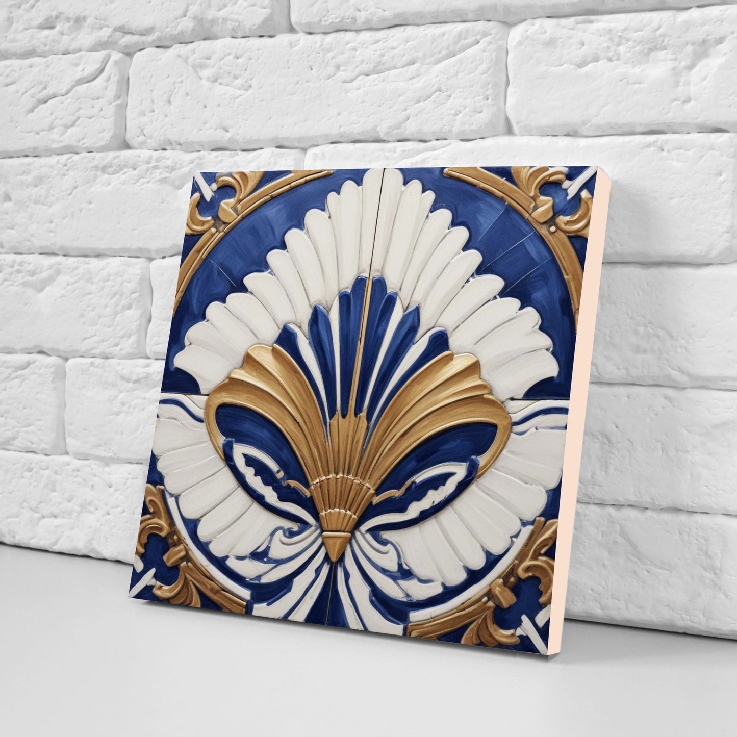 Art Deco Ceramic tiles - Set of 2 Art Deco Wall Decor Geometric Tiles - Kitchen Backsplash Tiles, Table Decorative Tiles, Bathroom Tiles