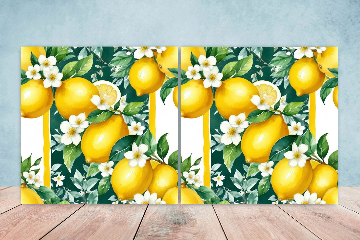 Italian Majolica Lemon Tiles - Set of 2 Italian Wall Decor Tiles - Kitchen Backsplash Tiles, Table Decorative Tiles, Bathroom Tiles, Coaster