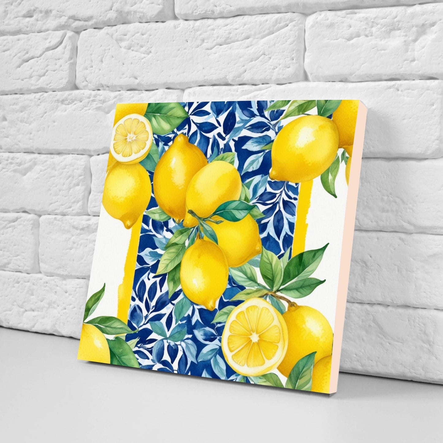 Italian Majolica Lemon Tiles - Set of 2 Italian Wall Decor Tiles - Kitchen Backsplash Tiles, Table Decorative Tiles, Bathroom Tiles, Coaster