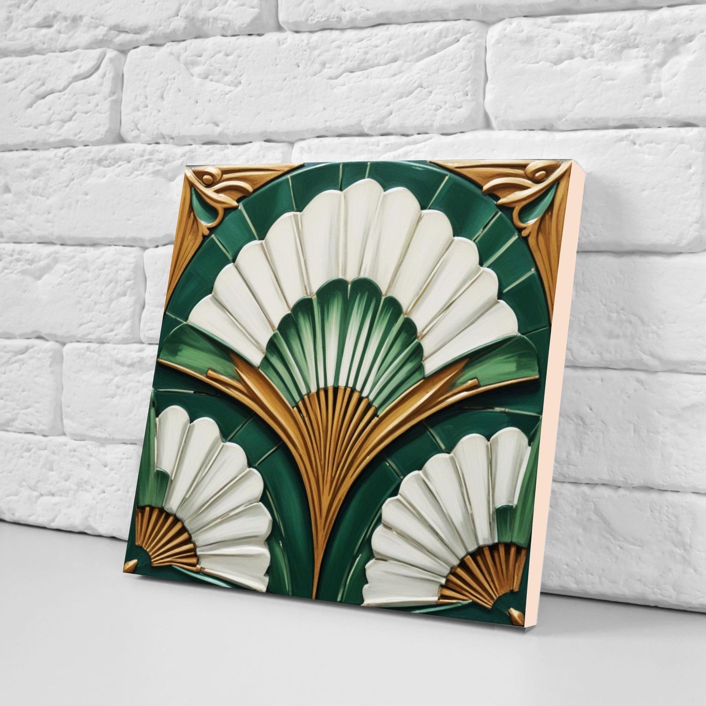 Art Deco Ceramic tiles - Set of 2 Art Deco Wall Decor Geometric Tiles - Kitchen Backsplash Tiles, Table Decorative Tiles, Bathroom Tiles