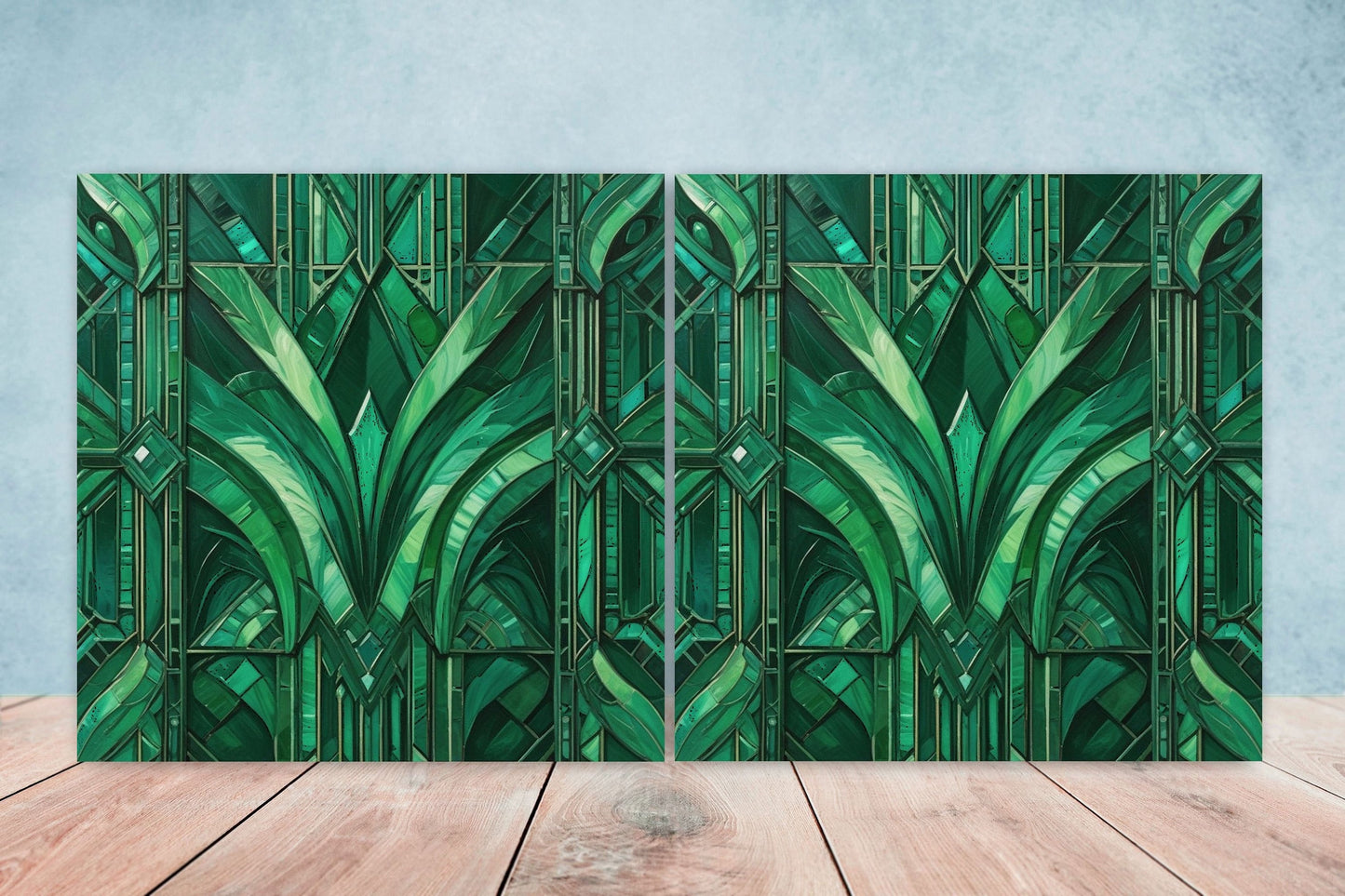 Art Deco Ceramic tiles - Set of 2 Art Deco Wall Decor Geometric Tiles - Kitchen Backsplash Tiles, Table Decorative Tiles, Bathroom Tiles