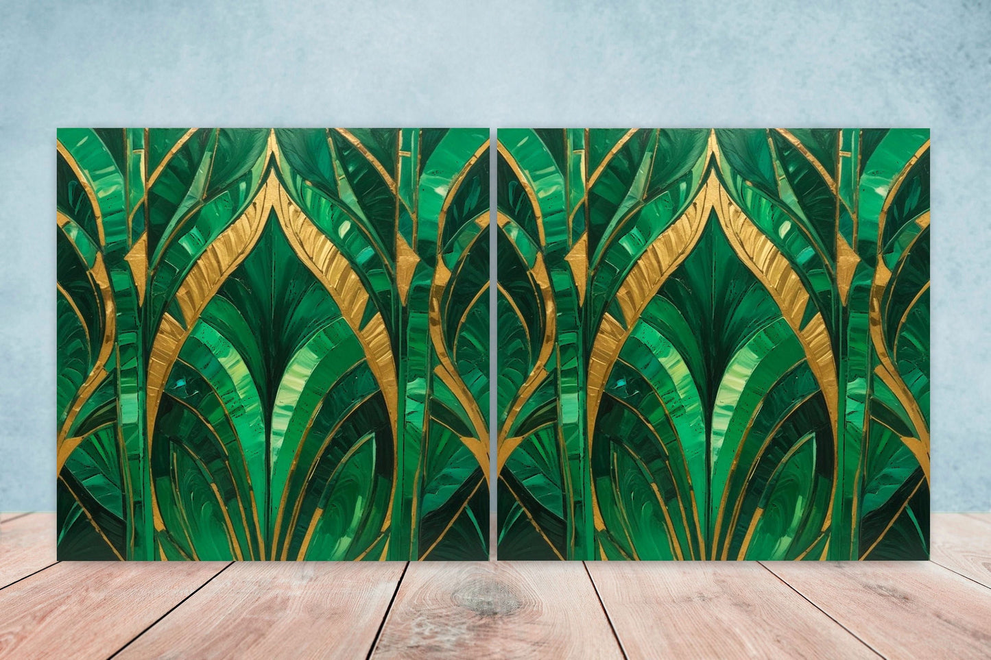 Art Deco Ceramic tiles - Set of 2 Art Deco Wall Decor Geometric Tiles - Kitchen Backsplash Tiles, Table Decorative Tiles, Bathroom Tiles