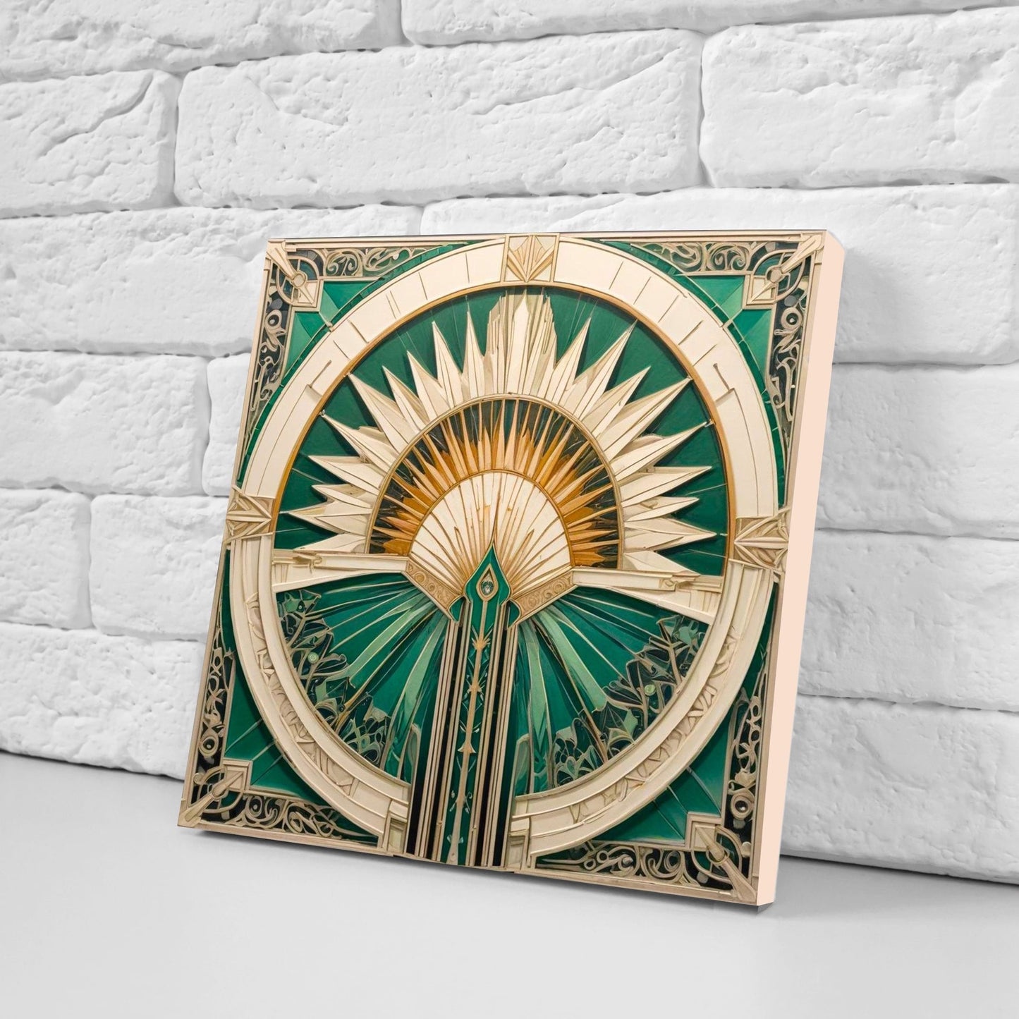Art Deco Ceramic tiles - Set of 2 Art Deco Wall Decor Geometric Tiles - Kitchen Backsplash Tiles, Table Decorative Tiles, Bathroom Tiles