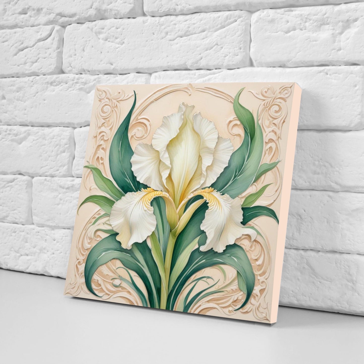 Art Nouveau Flower Ceramic Tiles - Set of 2 Art Nouveau Wall Decor Tiles - Kitchen Backsplash Tiles, Table Decorative Tiles, Bathroom Tiles