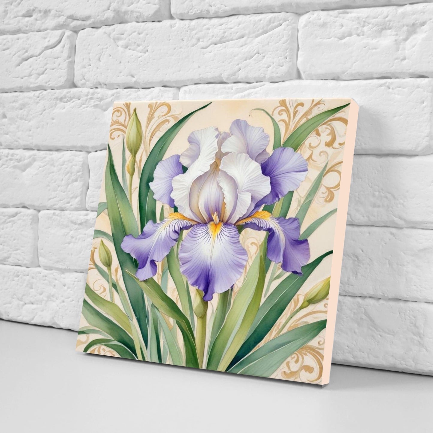 Art Nouveau Flower Ceramic Tiles - Set of 2 Art Nouveau Wall Decor Tiles - Kitchen Backsplash Tiles, Table Decorative Tiles, Bathroom Tiles