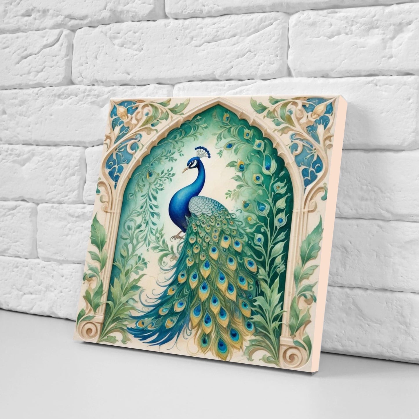 Art Nouveau Peacock Ceramic tiles -Set of 2 Art Nouveau Bird Wall Decor Tiles - Peacock Print, Kitchen Backsplash Tiles, Bathroom Tiles