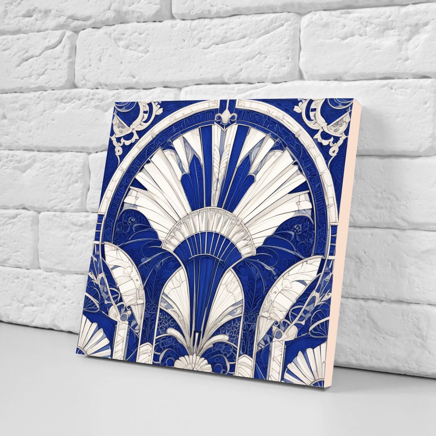 Art Deco Ceramic tiles - Set of 2 Art Deco Wall Decor Geometric Tiles - Kitchen Backsplash Tiles, Table Decorative Tiles, Bathroom Tiles