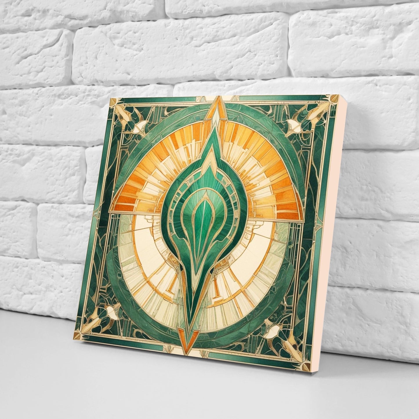 Art Deco Ceramic tiles - Set of 2 Art Deco Wall Decor Geometric Tiles - Kitchen Backsplash Tiles, Table Decorative Tiles, Bathroom Tiles