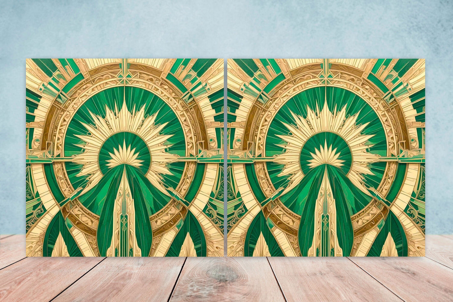 Art Deco Ceramic tiles - Set of 2 Art Deco Wall Decor Geometric Tiles - Kitchen Backsplash Tiles, Table Decorative Tiles, Bathroom Tiles