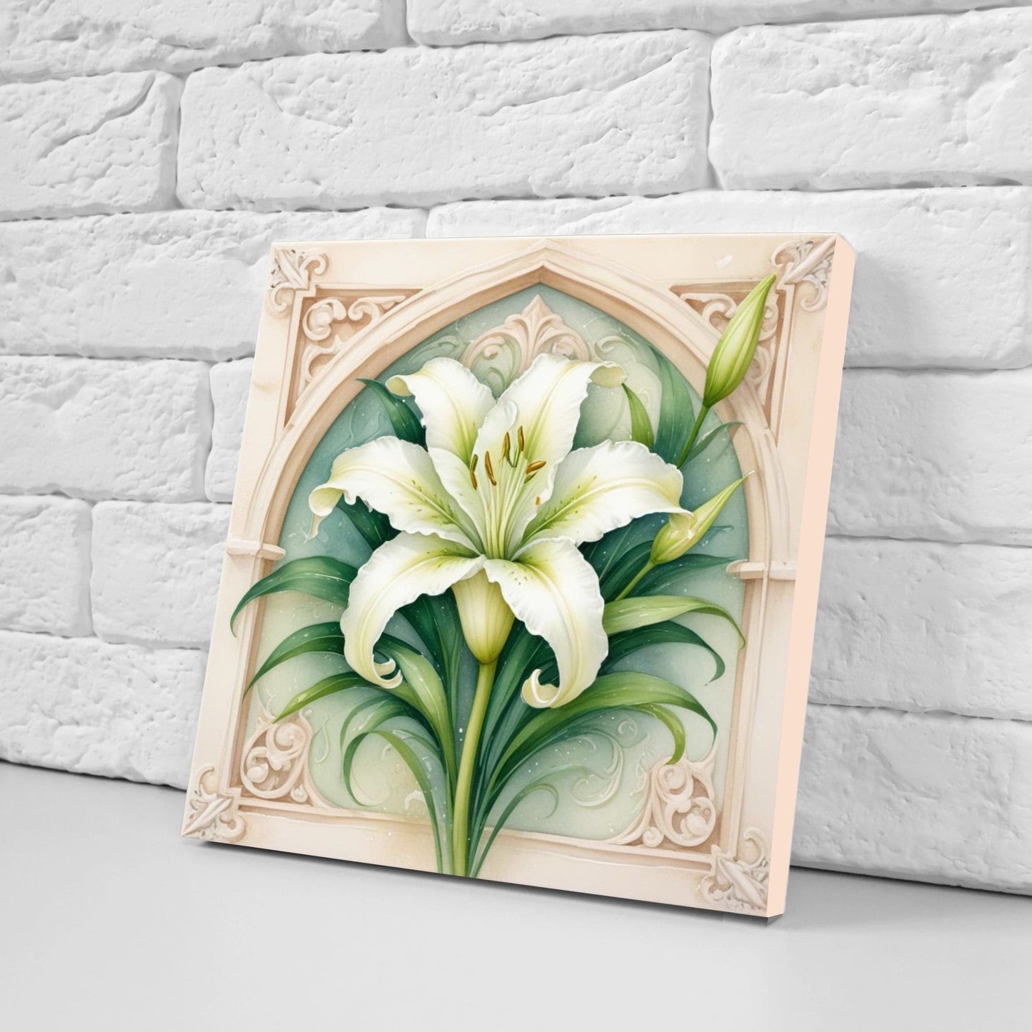 Art Nouveau Flower Ceramic tiles - Set of 2 Art Nouveau Wall Decor Tiles - Kitchen Backsplash Tiles, Table Decorative Tiles, Bathroom Tiles