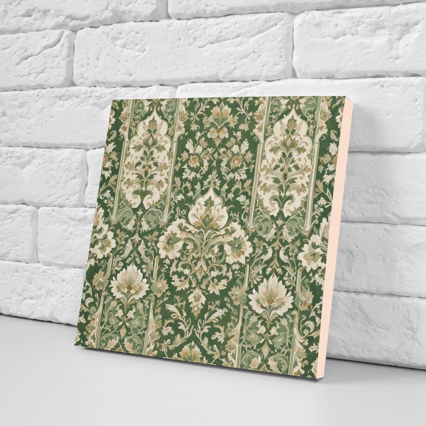Flower Ceramic Gloss Wall Tiles Set of 2 - Botanical Wall Art Print - Indian Mughal art - Floral Home Decor - Botanical print - Mughal Wall