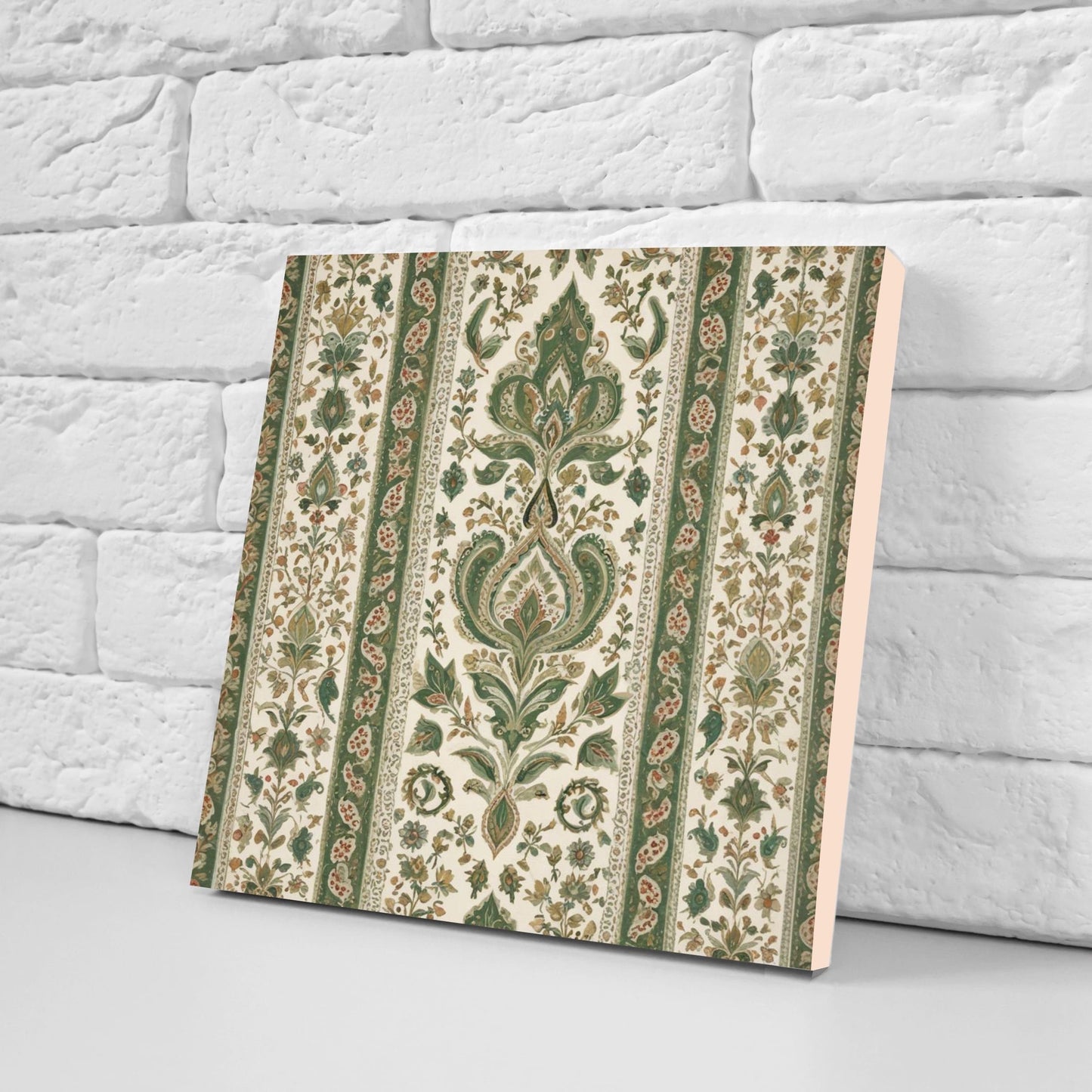 Flower Ceramic Gloss Wall Tiles Set of 2 - Botanical Wall Art Print - Indian Mughal art - Floral Home Decor - Botanical print - Mughal Wall