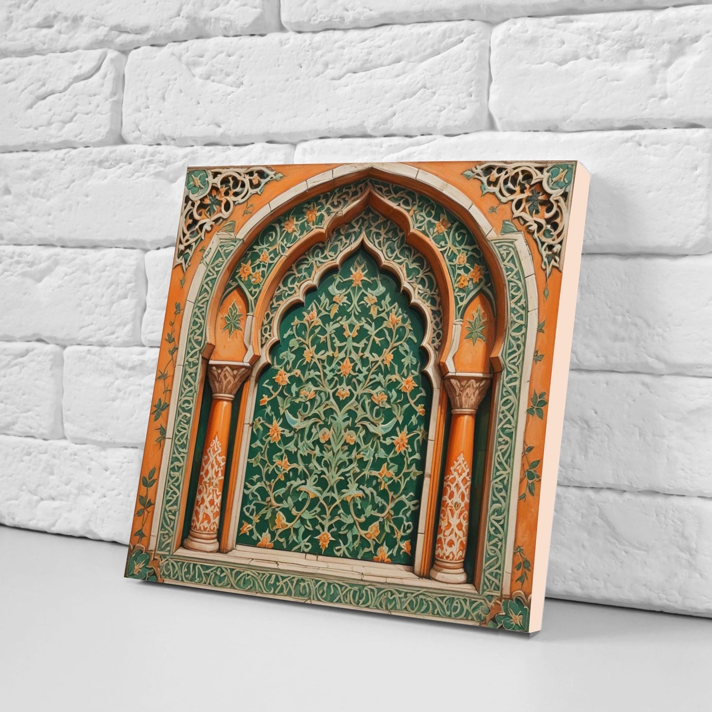 Flower Ceramic Gloss Wall Tiles Set of 2 - Botanical Wall Art Print - Indian Mughal art - Floral Home Decor - Botanical print - Mughal Wall
