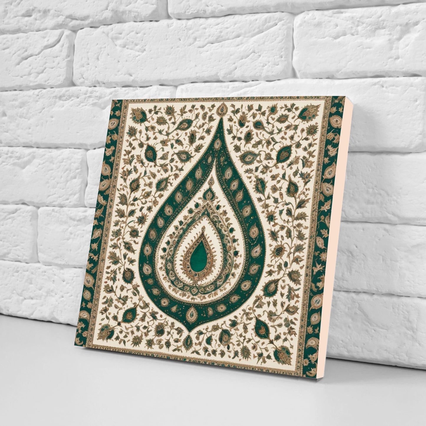 Flower Ceramic Gloss Wall Tiles Set of 2 - Botanical Wall Art Print - Indian Mughal art - Floral Home Decor - Botanical print - Mughal Wall