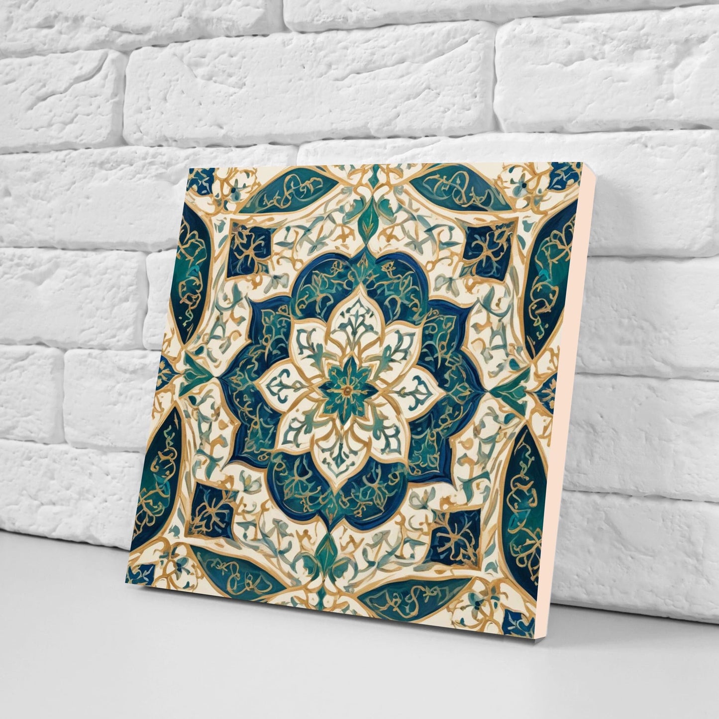 Flower Ceramic Gloss Wall Tiles Set of 2 - Botanical Wall Art Print - Indian Mughal art - Floral Home Decor - Botanical print - Mughal Wall