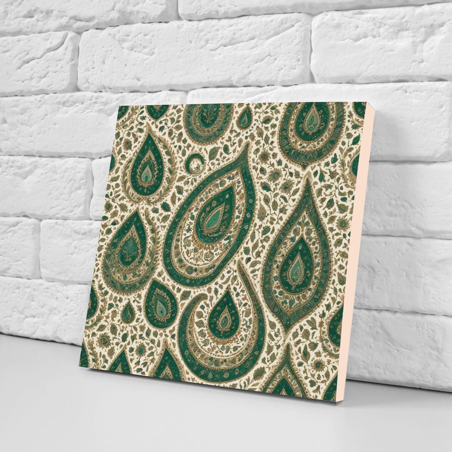 Flower Ceramic Gloss Wall Tiles Set of 2 - Botanical Wall Art Print - Indian Mughal art - Floral Home Decor - Botanical print - Mughal Wall