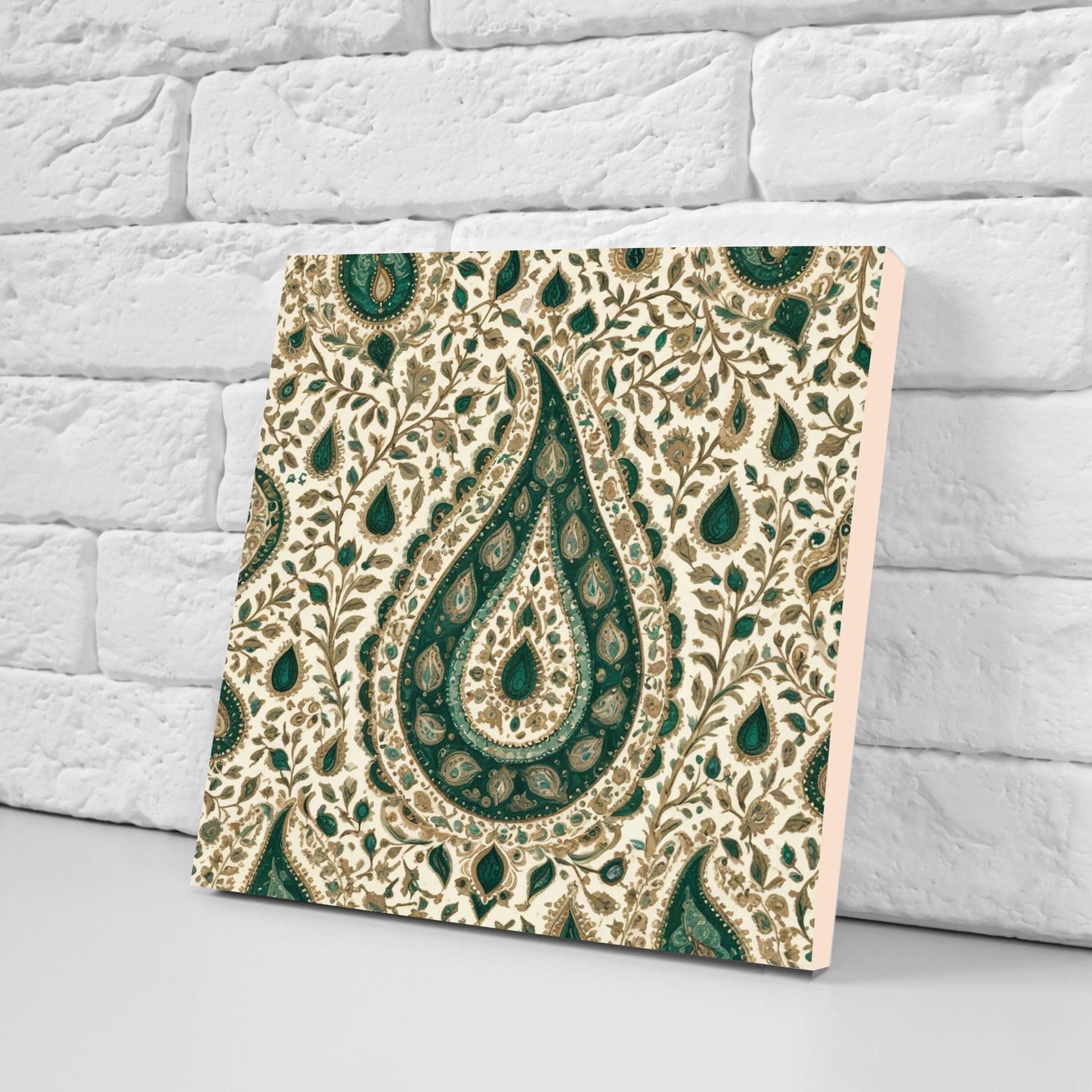 Flower Ceramic Gloss Wall Tiles Set of 2 - Botanical Wall Art Print - Indian Mughal art - Floral Home Decor - Botanical print - Mughal Wall