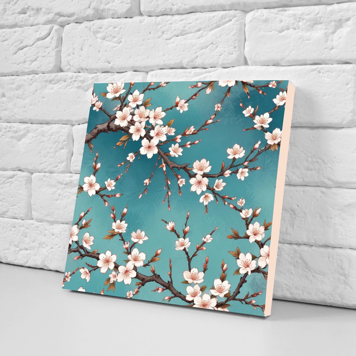 Cherry Blossom Ceramic Tiles Japanese Flower Design - Set of 2 Wall Décor Tiles - Kitchen Backsplash Tiles, Decorative Tiles, Bathroom Tiles