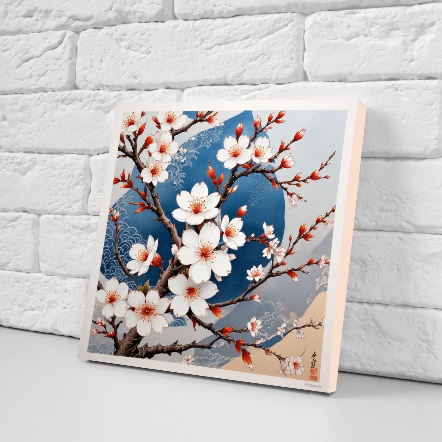 Cherry Blossom Ceramic Tiles Japanese Flower Design - Set of 2 Wall Décor Tiles - Kitchen Backsplash Tiles, Decorative Tiles, Bathroom Tiles