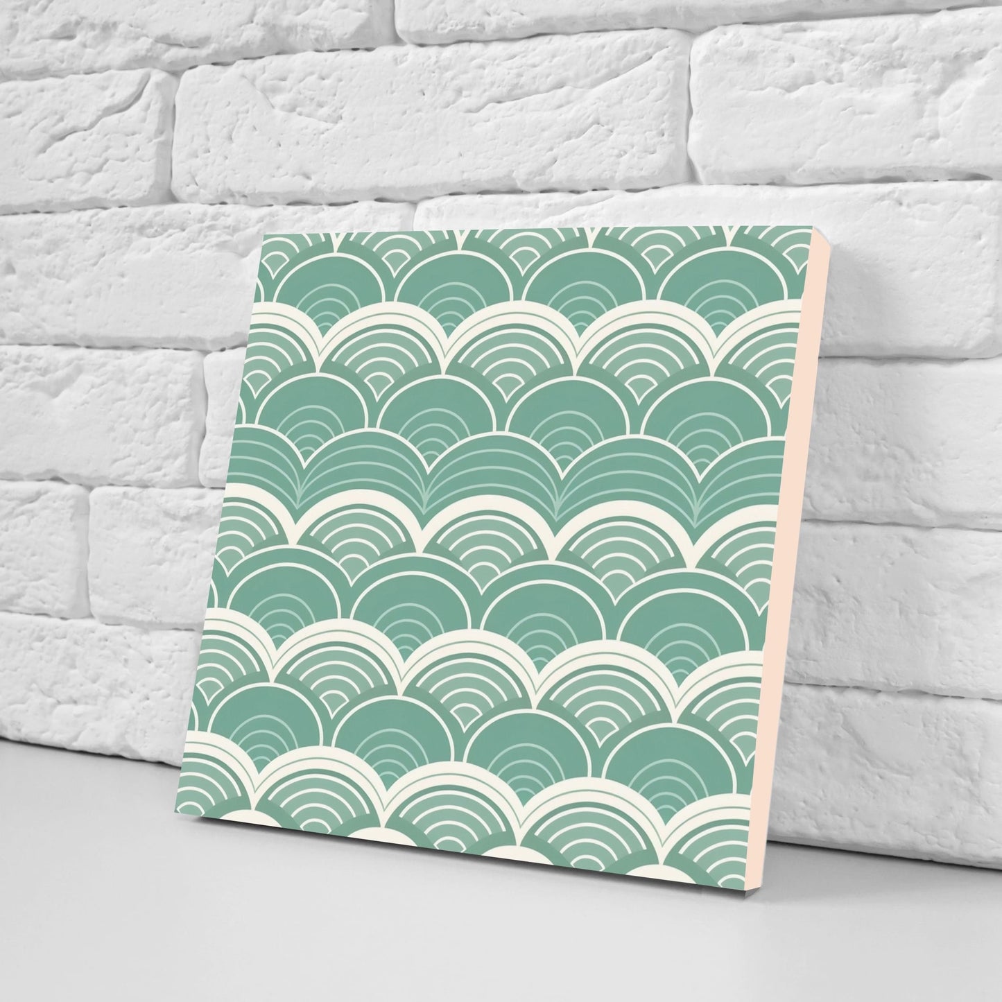 Japanese Wave Ceramic Tiles - Set of 2 Japan Wall Decor Tiles - Kitchen Backsplash Tiles, Table Decorative Tiles, Bathroom Tiles, Coaster