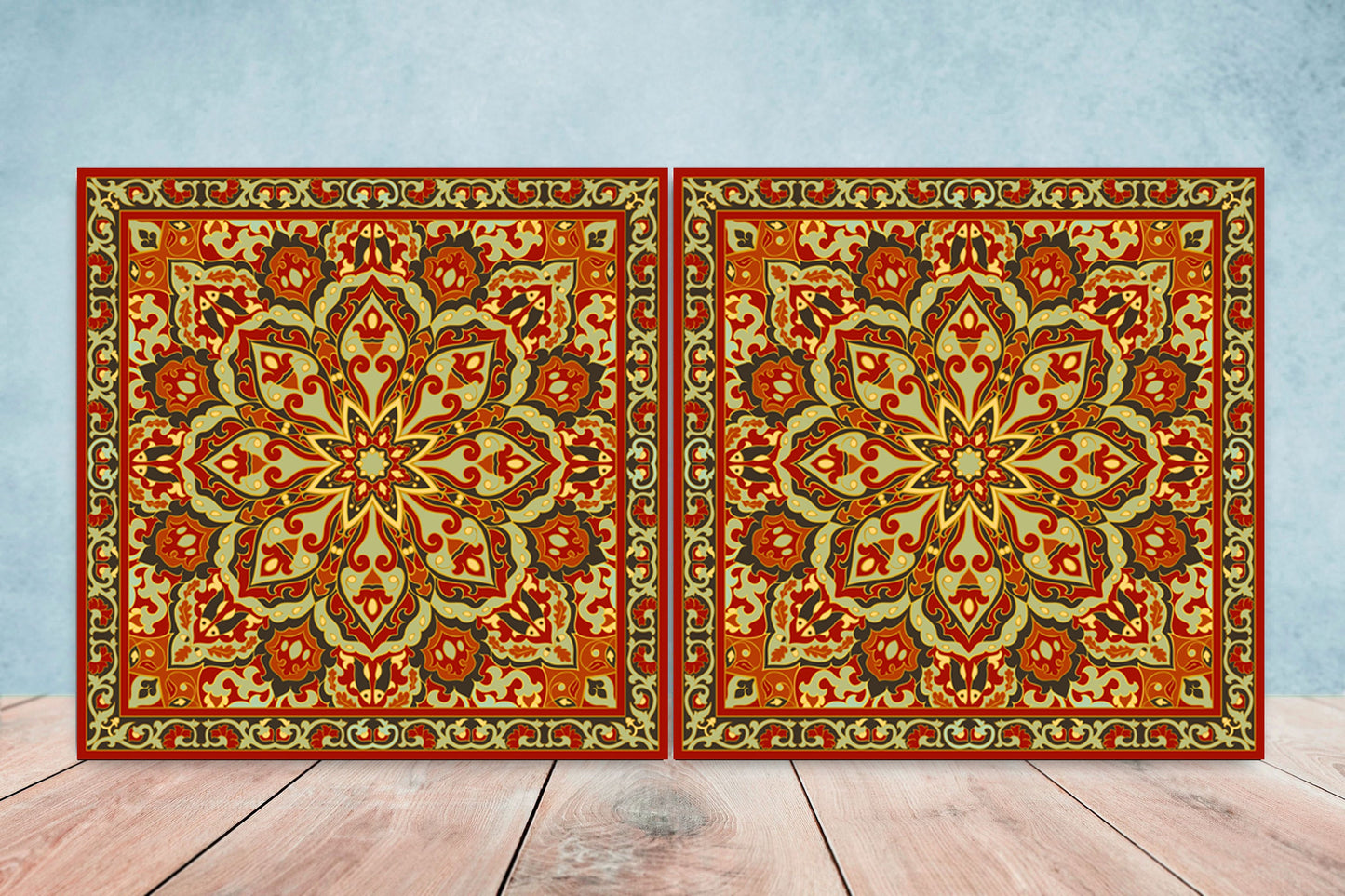 Moroccan Ceramic Tiles - Set of 2 Moroccan Wall Decor Tiles - Kitchen Backsplash Tiles, Table Decorative Tiles, Bathroom Tiles, Coaster