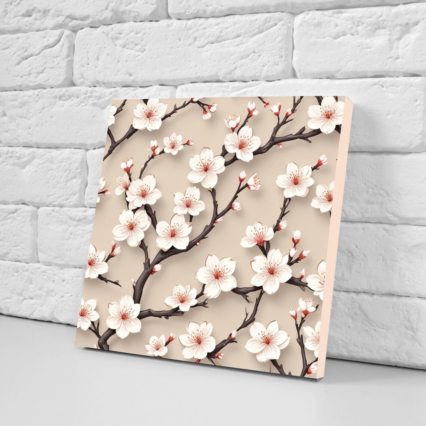 Japanese Ceramic Tiles Cherry Blossom Flower Design - Set of 2 Wall Décor Tiles - Kitchen Backsplash Tiles, Decorative Tiles, Bathroom Tiles