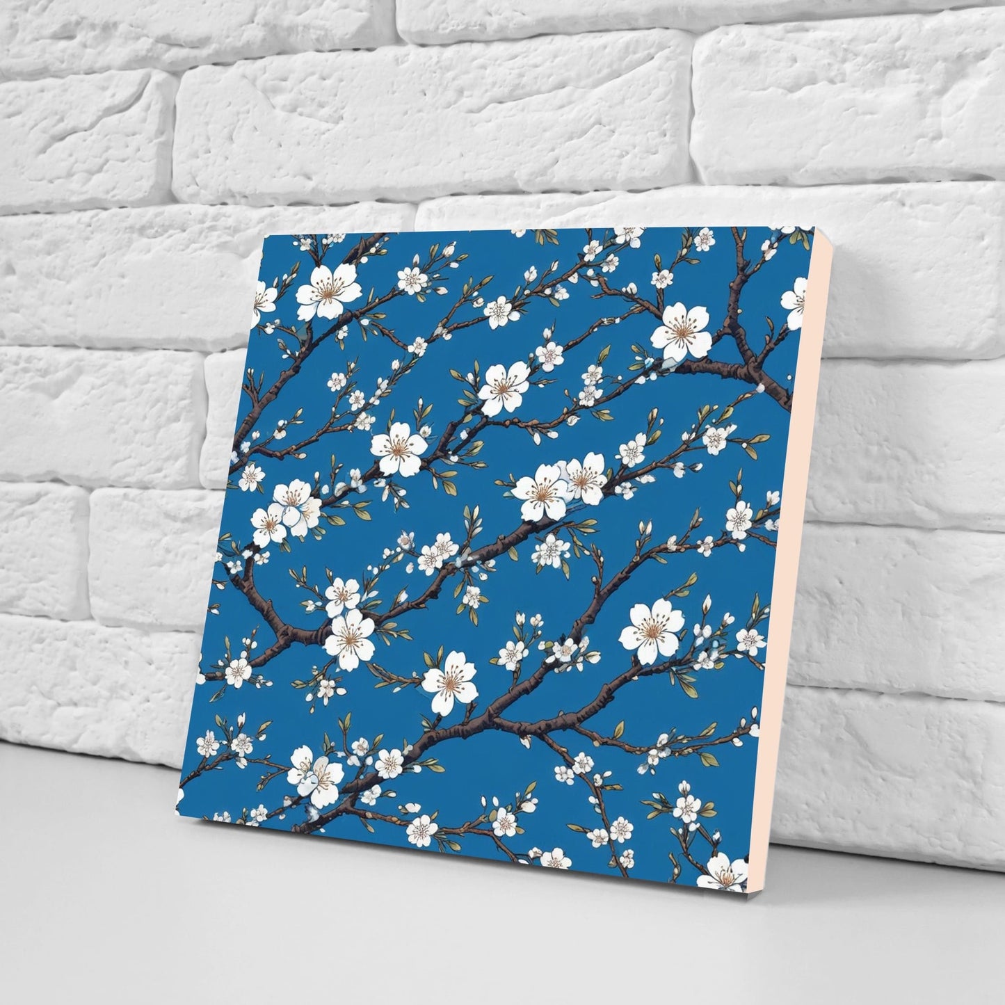 Japanese Ceramic Tiles Cherry Blossom Flower Design - Set of 2 Wall Décor Tiles - Kitchen Backsplash Tiles, Decorative Tiles, Bathroom Tiles