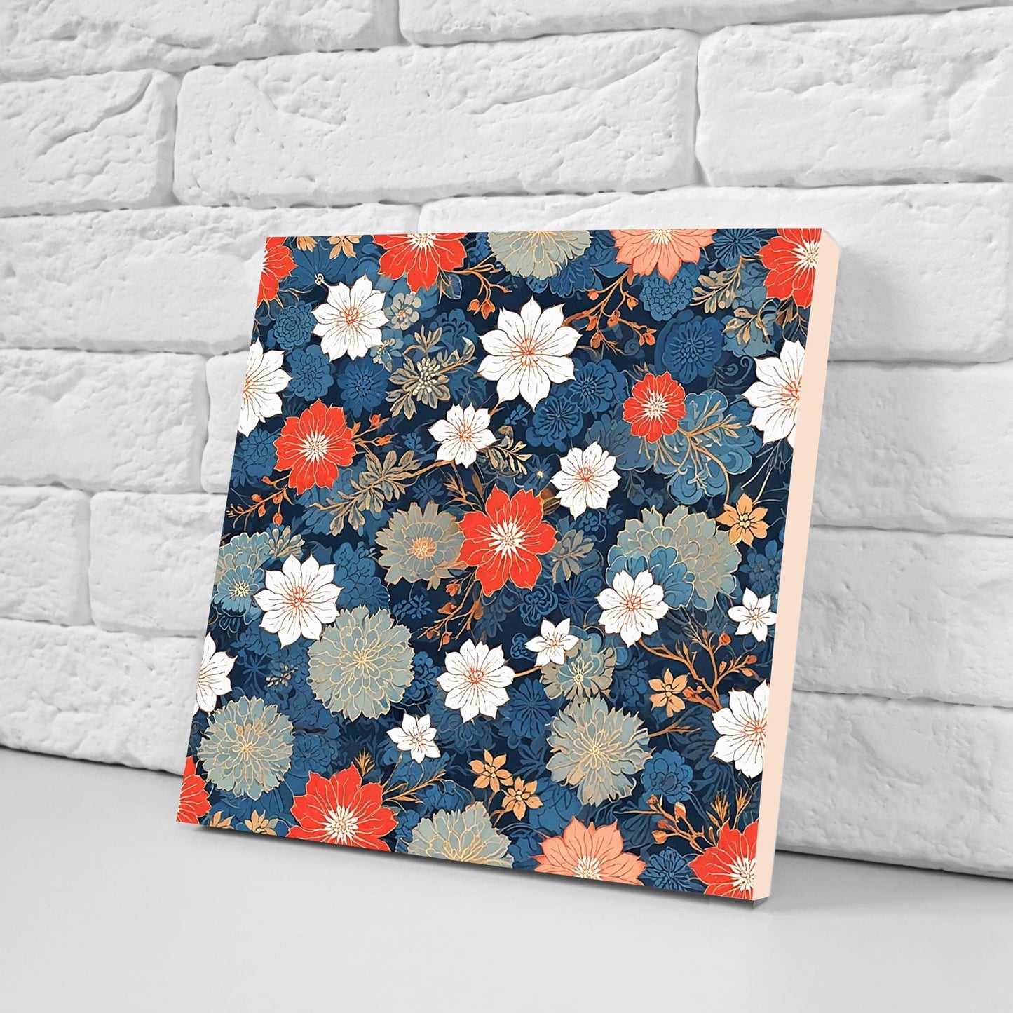 Japanese Ceramic Tiles Cherry Blossom Flower Design - Set of 2 Wall Décor Tiles - Kitchen Backsplash Tiles, Decorative Tiles, Bathroom Tiles