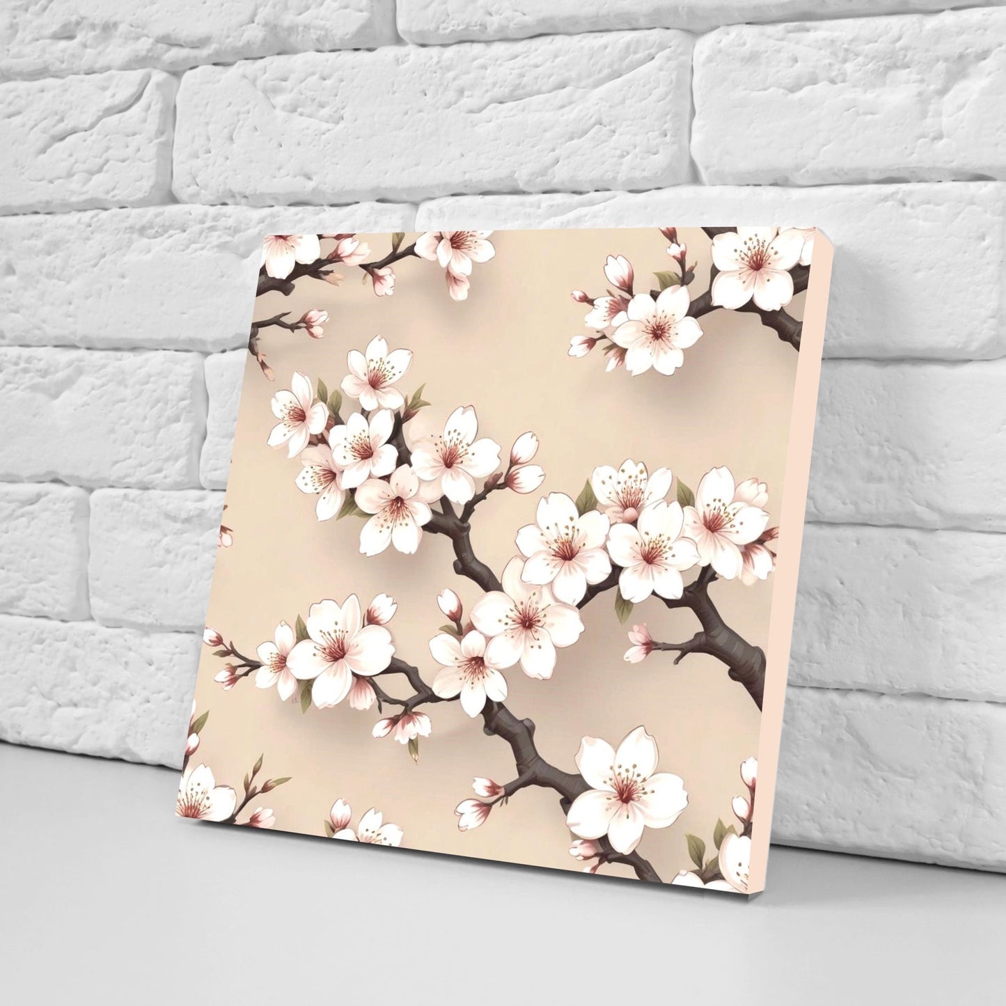 Japanese Ceramic Tiles Cherry Blossom Flower Design - Set of 2 Wall Décor Tiles - Kitchen Backsplash Tiles, Decorative Tiles, Bathroom Tiles