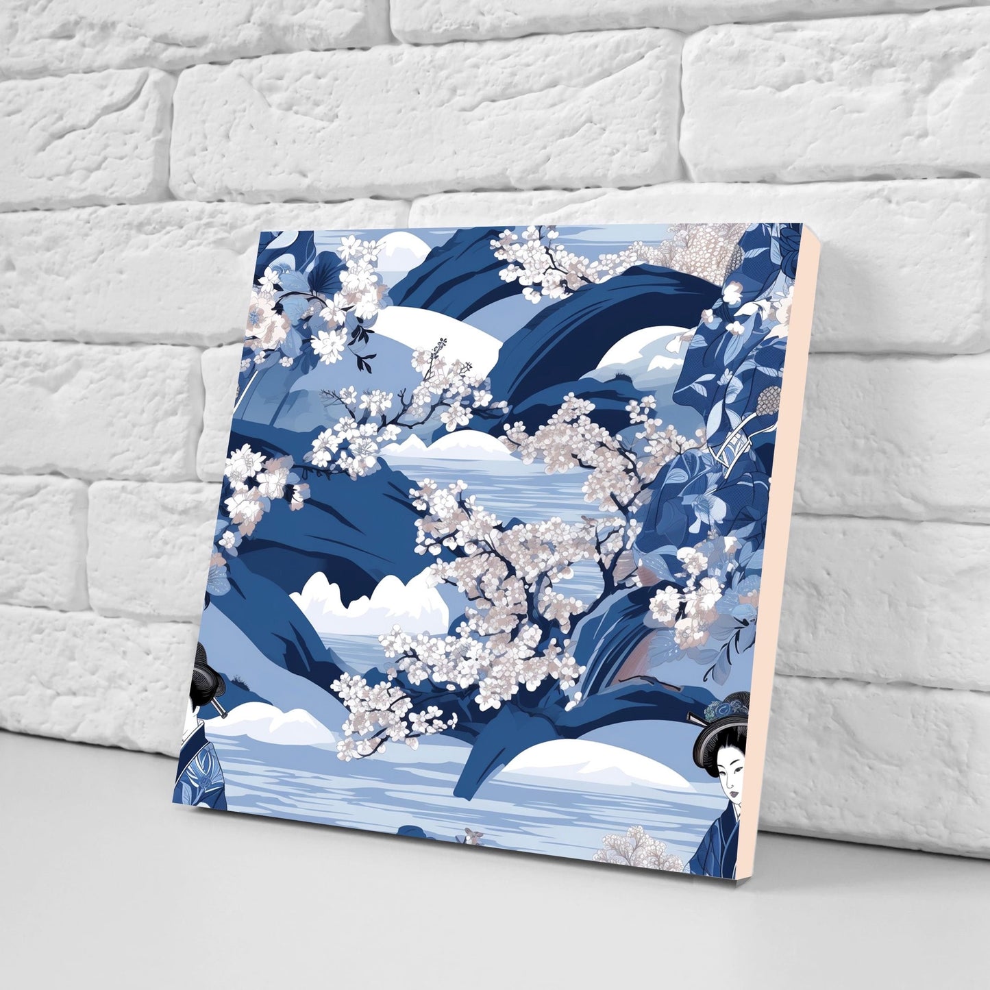 Japanese Ceramic Tiles Cherry Blossom Flower Design - Set of 2 Wall Décor Tiles - Kitchen Backsplash Tiles, Decorative Tiles, Bathroom Tiles